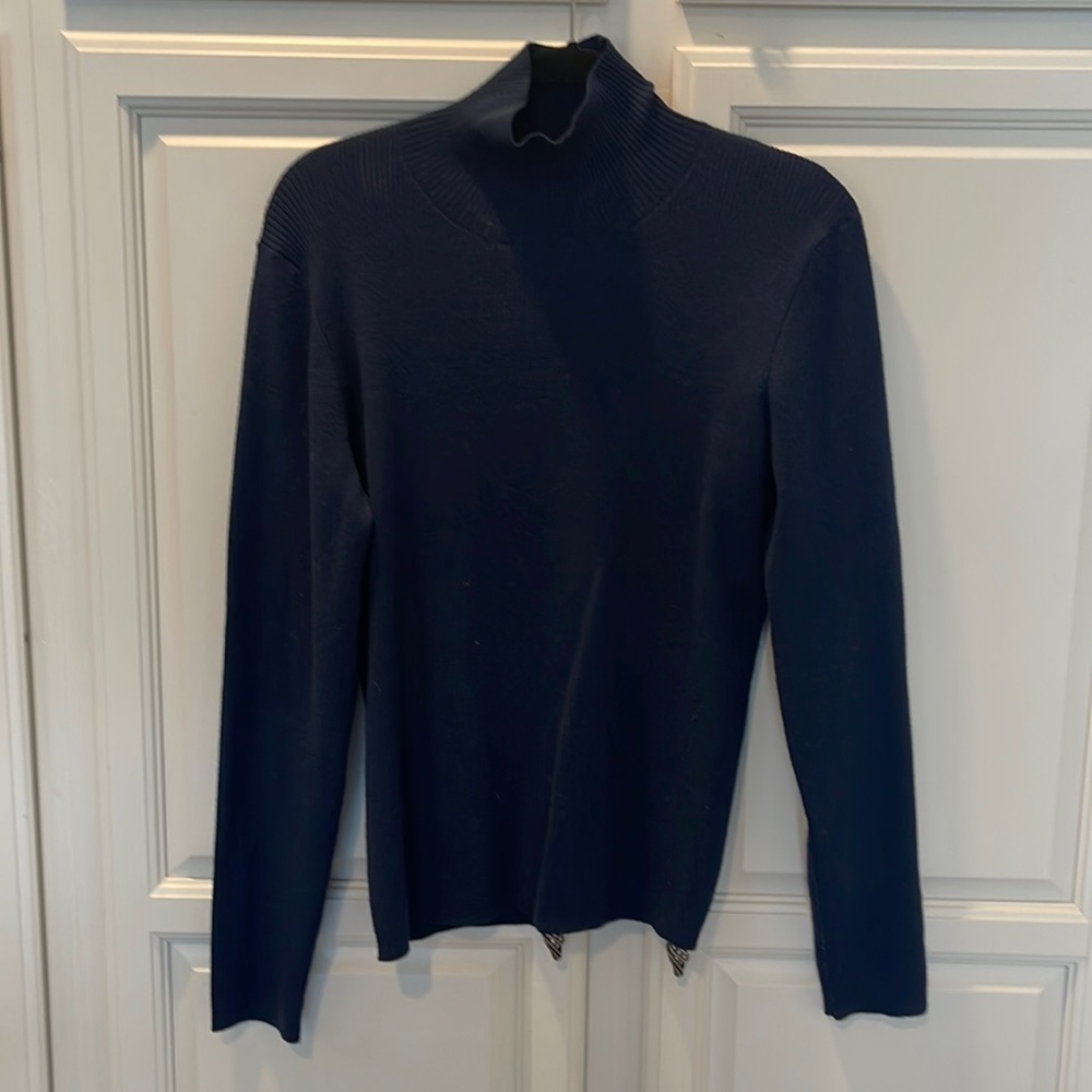 Navy blue wool turtle neck lightweight sweater